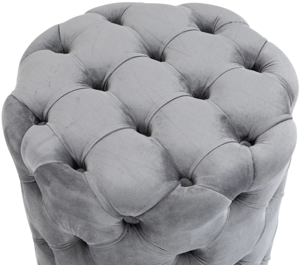 Pouf Drancy in velluto trapuntato grigio,M