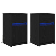 Set di 2 Armadio da letto | Comodino | Armadio da Notte | Mobiletto da notte LED Rovere nero 38 x 34 x 61 cm