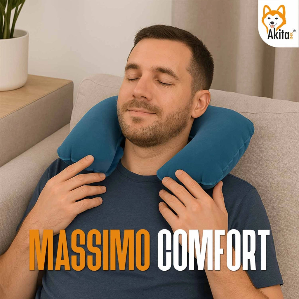 Set 2 Cuscini Gonfiabili Cervicale da Viaggio Akitaink