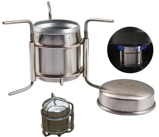 Fornello da Campeggio Portatile - Alcoloven - Acciaio Inossidabile - Supporto da Cucina - Efficienza Culinaria - Capacità 180 ml - Alcoloven Portatile