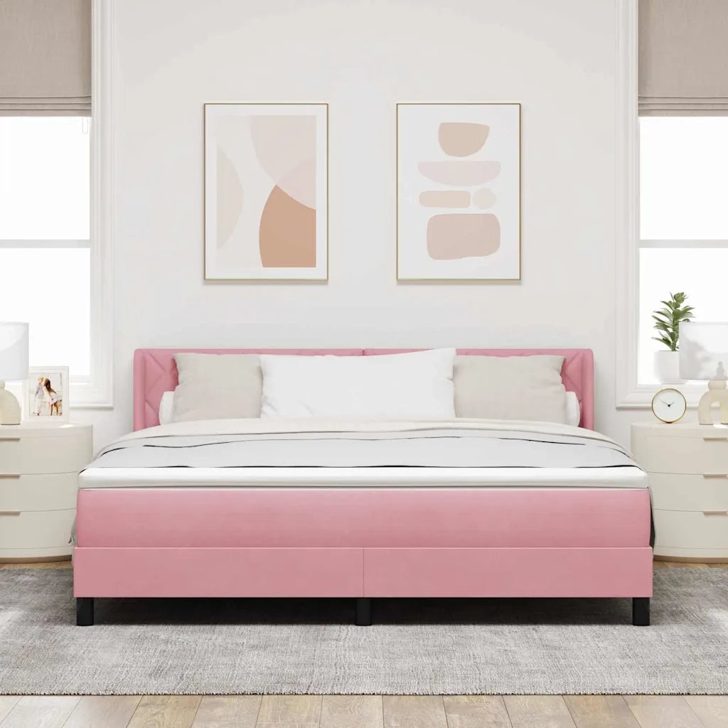 Letto a molle con materasso Rosa 200 x 180 cm Poliestere