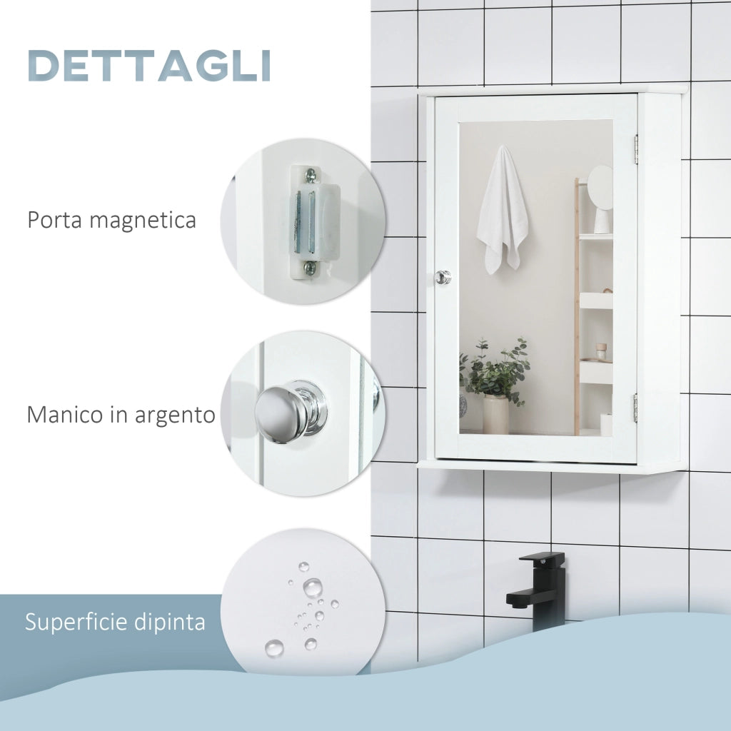 Specchio Bagno Contenitore con Anta Magnetica ¨C Zephmum ¨C Bianco