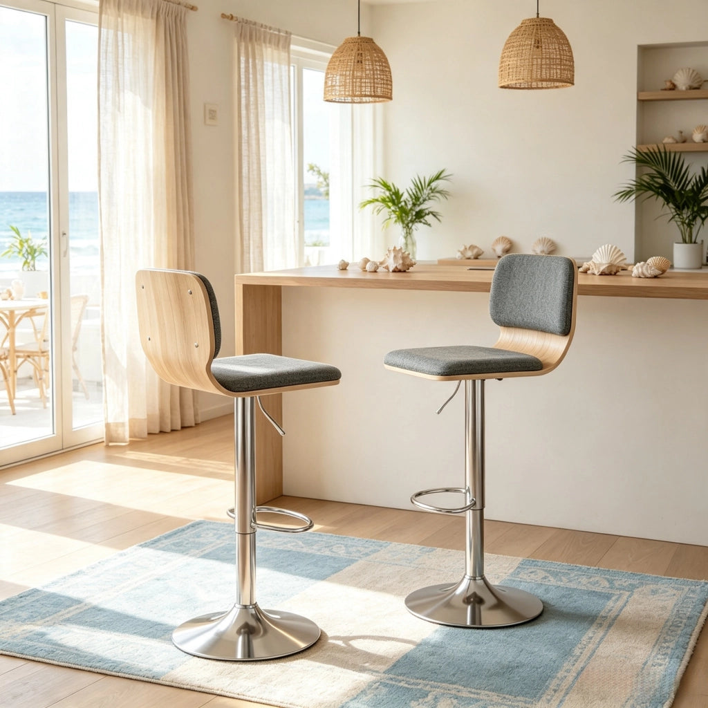 SGABELLI BAR Set da 2 pezzi girevoli 360° regolabili in altezza 41x47,5x81-102 cm Grigio