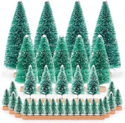 Set di pennelli per decorazione di alberi miniaturi a forma di bottiglia verde da 34 pezzi per decorazione di tavolo DIY per la decorazione di Natale - 4 dimensioni 4,5 cm/6 cm/8,5 cm/12,5 cm