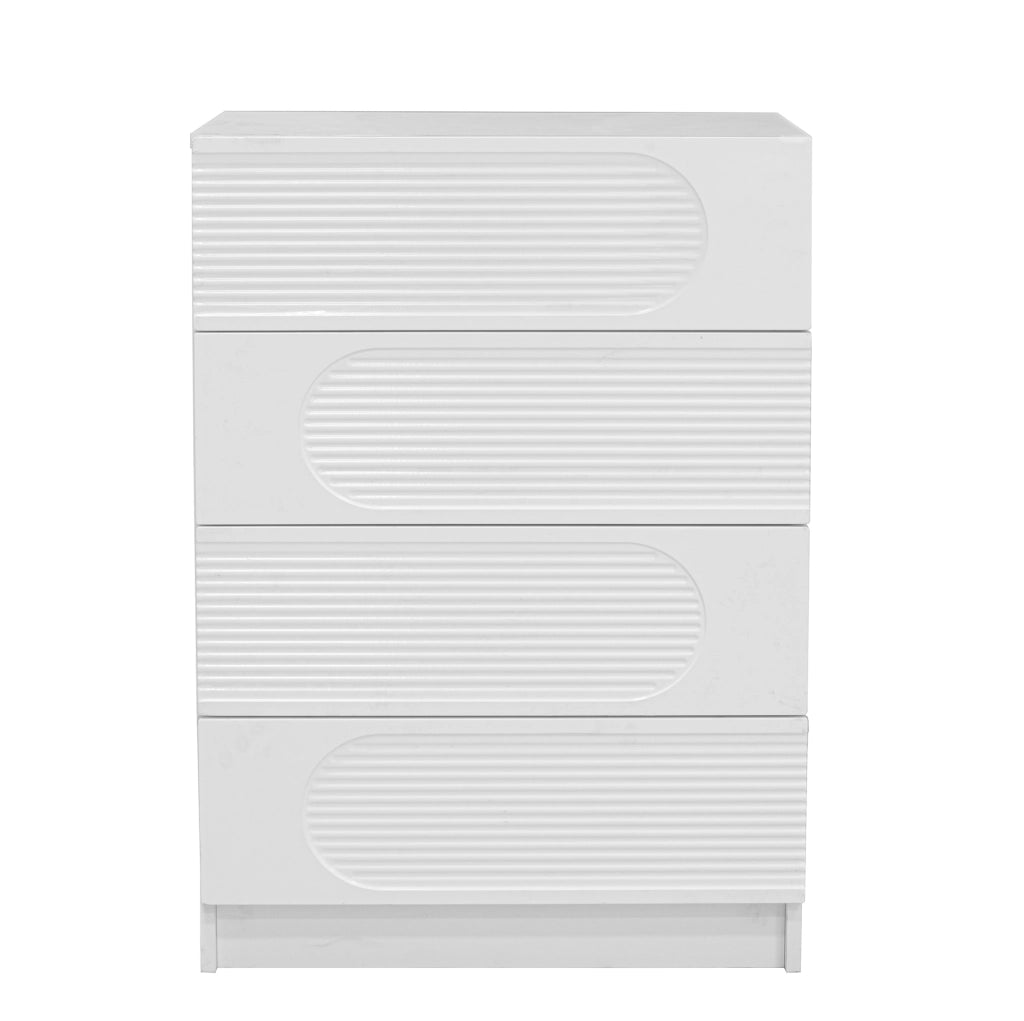 Cassettiera moderna a 4 cassetti 60x38;5x85 cm in MDF e truciolare bianco