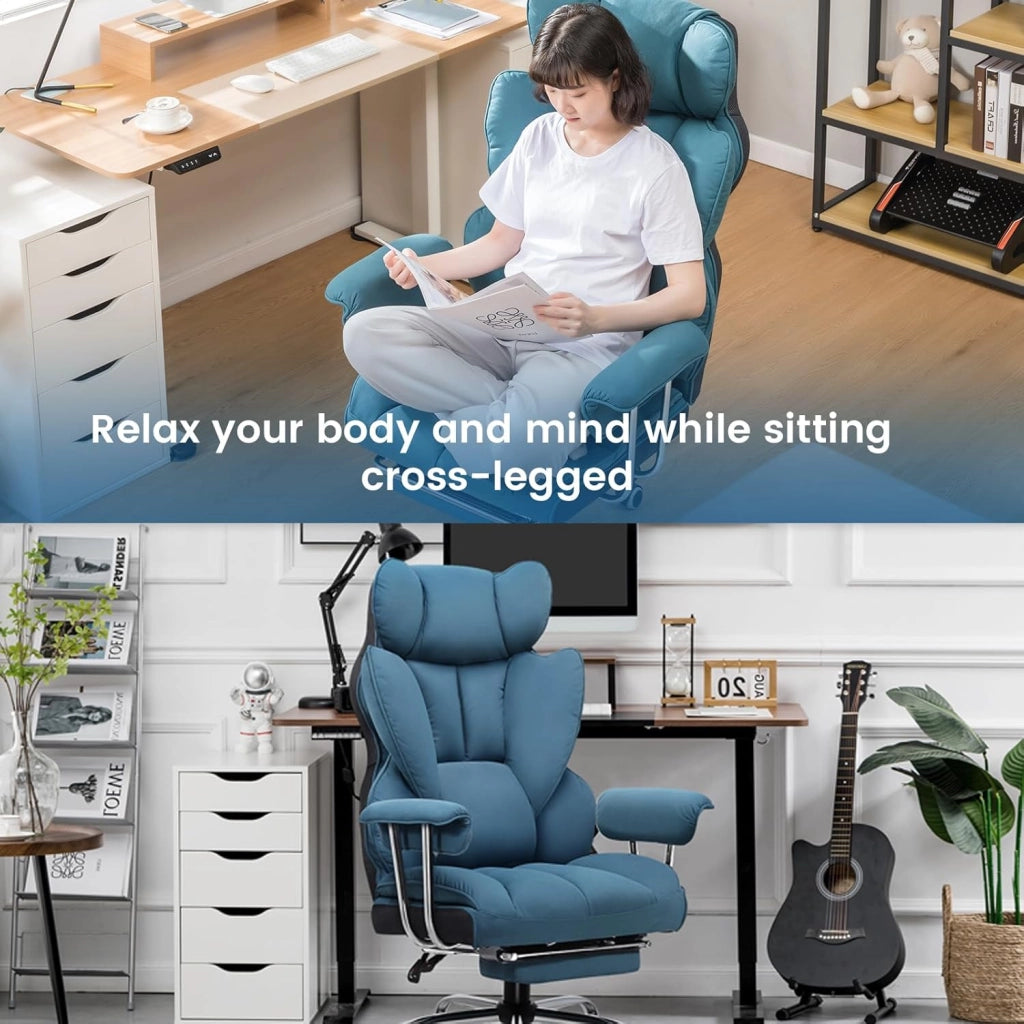 Sedia Gaming Ergonomica Sedia da Gaming Reclinabile Sedia Ufficio con Poggiapiedi Sedia Gamer Schienale Regolabile per Lavoro e Gioco Blu