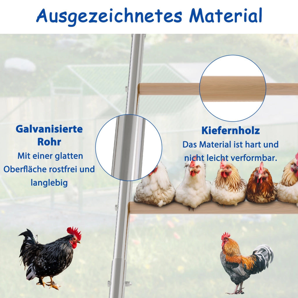 Posatoio per galline in metallo con montaggio facile e struttura robusta per pollaio grigio 103.7 × 13.4 × 6.3 cm