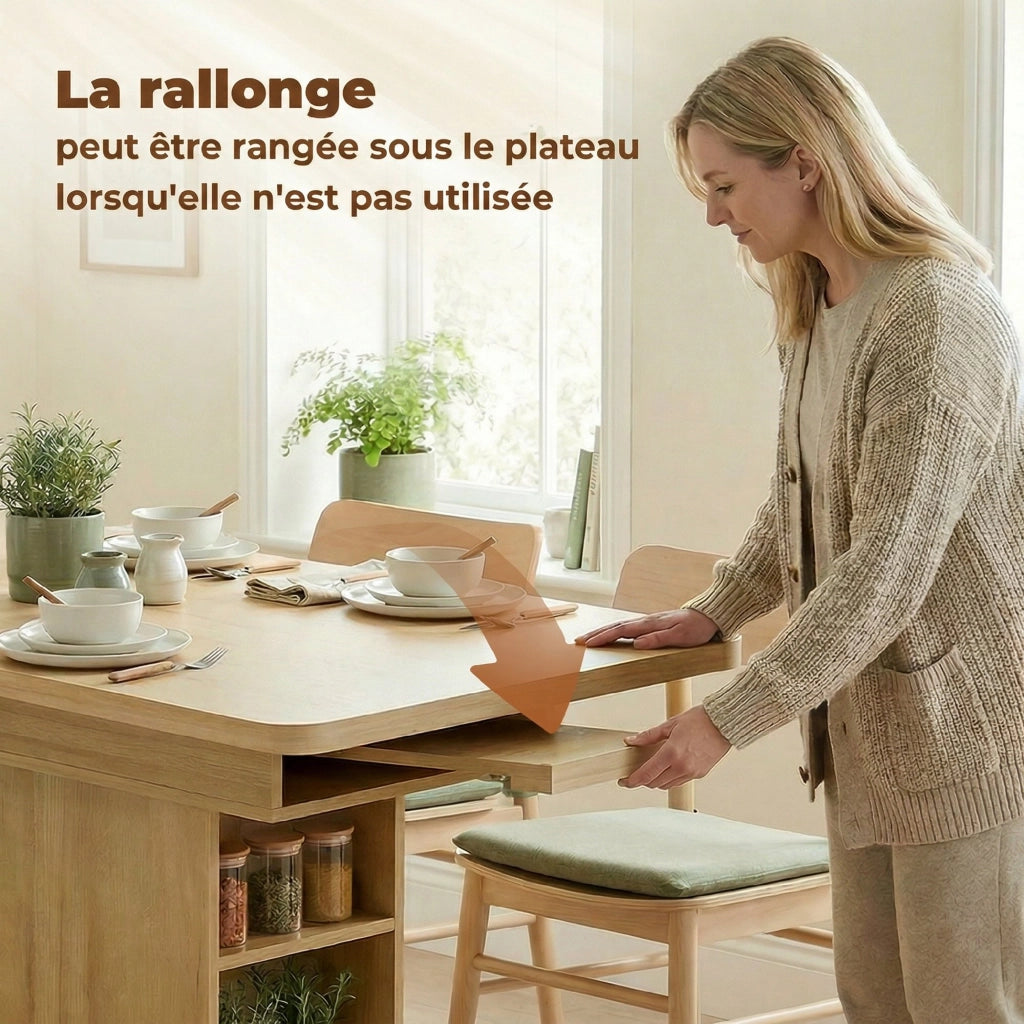 Tavolo da pranzo allungabile rettangolare per 4-6 persone ¨C zephmum ¨C legno naturale 110-130 cm