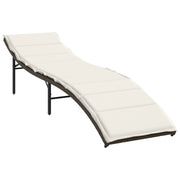 Lettino Prendisole | Sdraio da giardino | Lettino da sole con Cuscino Marrone 55x199x50 cm Polyrattan