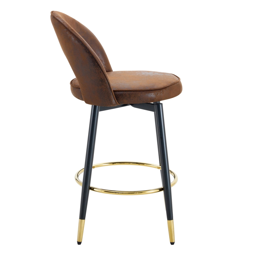 SGABELLO BAR 360° Girevole in Tessuto Marrone e Metallo