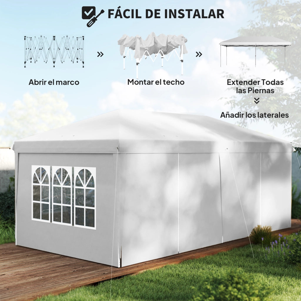 Tenda da giardino pieghevole ¨C zephmum ¨C 5.85x2.95x2.7 m bianco