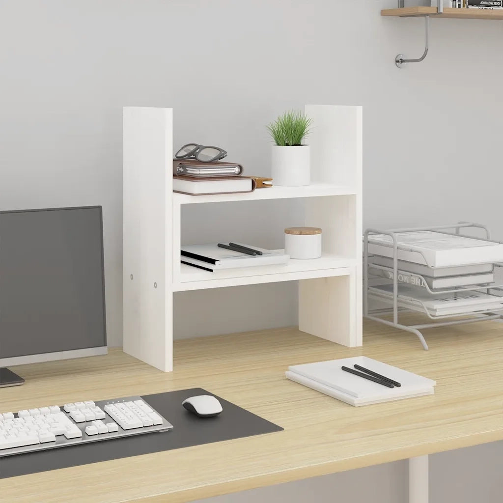 Supporto Monitor Bianco (39-72)x17x43 cm Legno Massello di Pino 814010
