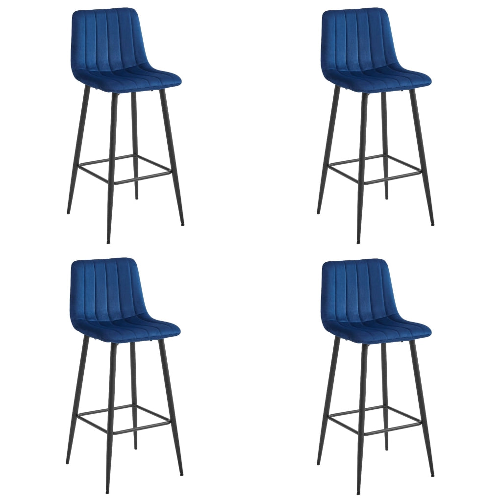 Sgabello Valora POZZA in velluto blu navy con gambe nere x4