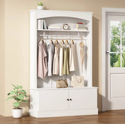 Armadio ingresso bianco con panca; scarpiera e appendiabiti 120x40x190 cm in truciolare