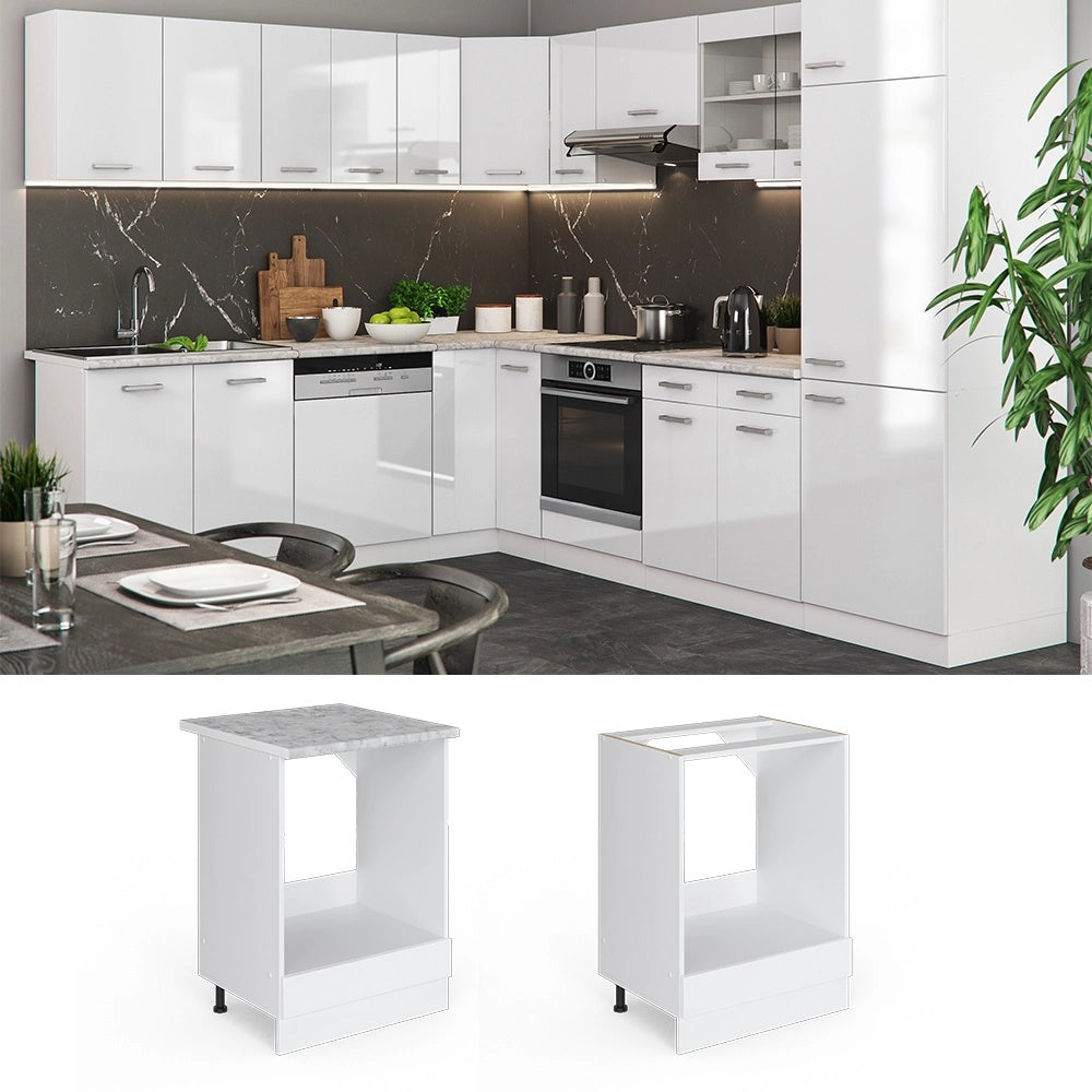 Mobile per forno da incasso R-Line Bianco lucido/Bianco 60 cm, PL Rovere Vicco