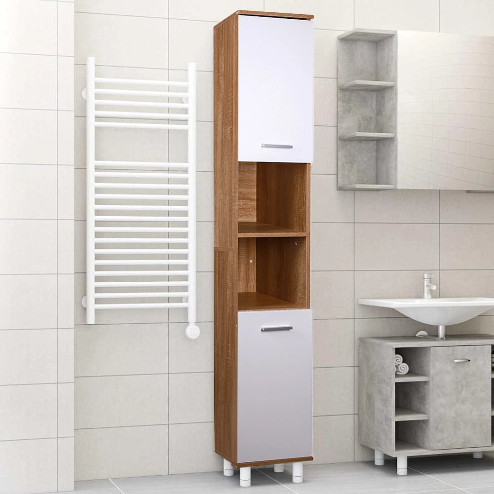 Mobile a Colonna Bianco + Quercia Armadietto Salvaspazio Stretto Bagno Soggiorno
