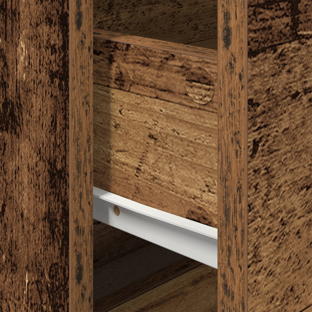Comodino con LED Montato a Parete in Legno Antico 50x39x41 cm