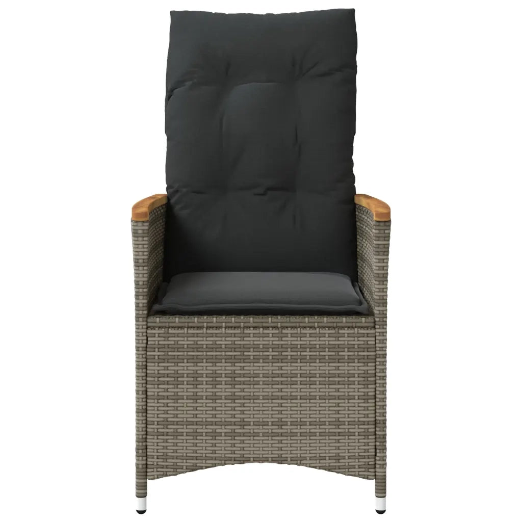Sedie da Giardino Reclinabili 2 pz e Cuscini Grigio Polyrattan 365651