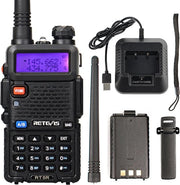 Porta radio dual banda caricabile per principianti con 128 canali e radio FM - Portatile comunicatore radio per iniziare