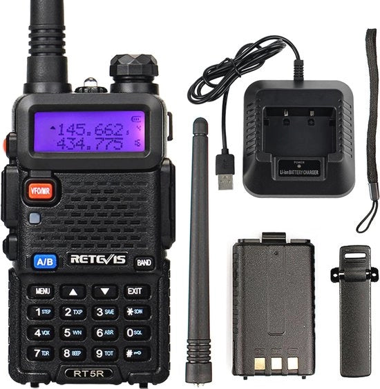 Porta radio dual banda caricabile per principianti con 128 canali e radio FM - Portatile comunicatore radio per iniziare