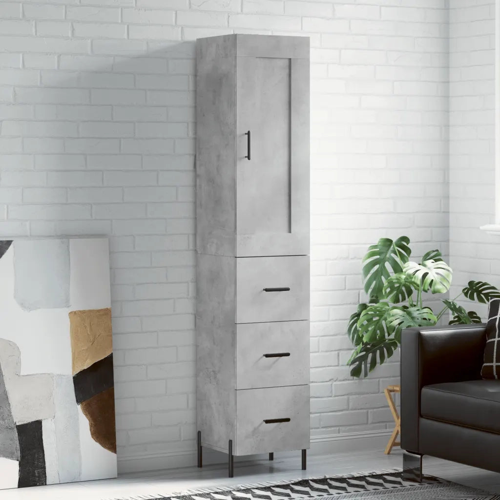 Credenza-Buffet-Armadio da cucina Grigio Cemento 34,5x34x180 cm in Legno Multistrato 717563
