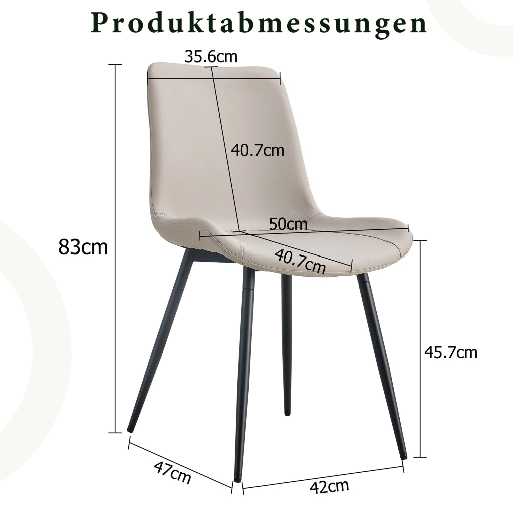 Set di 4 sedie da pranzo in PU nero e grigio con struttura in metallo; design moderno