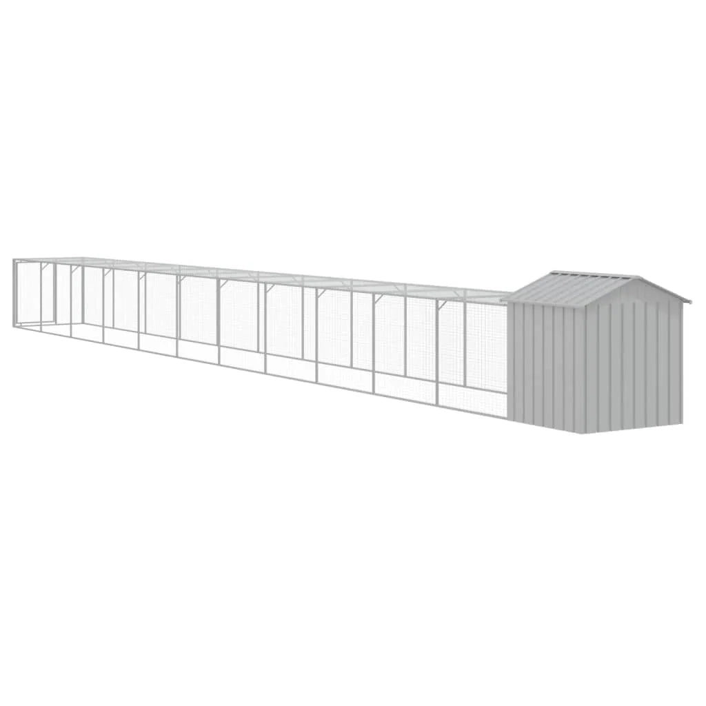 Recinto per pollaio con recinto per galline con cortile libero 117 x 1221 x 123 cm in acciaio zincato grigio 02_0043957