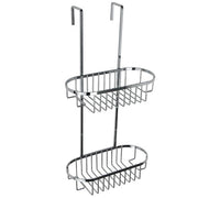 Trade Shop - Mensola Da Bagno Doccia Portaoggetti A 2 Ripiani In Metallo Cromato Da Appendere 87822 -