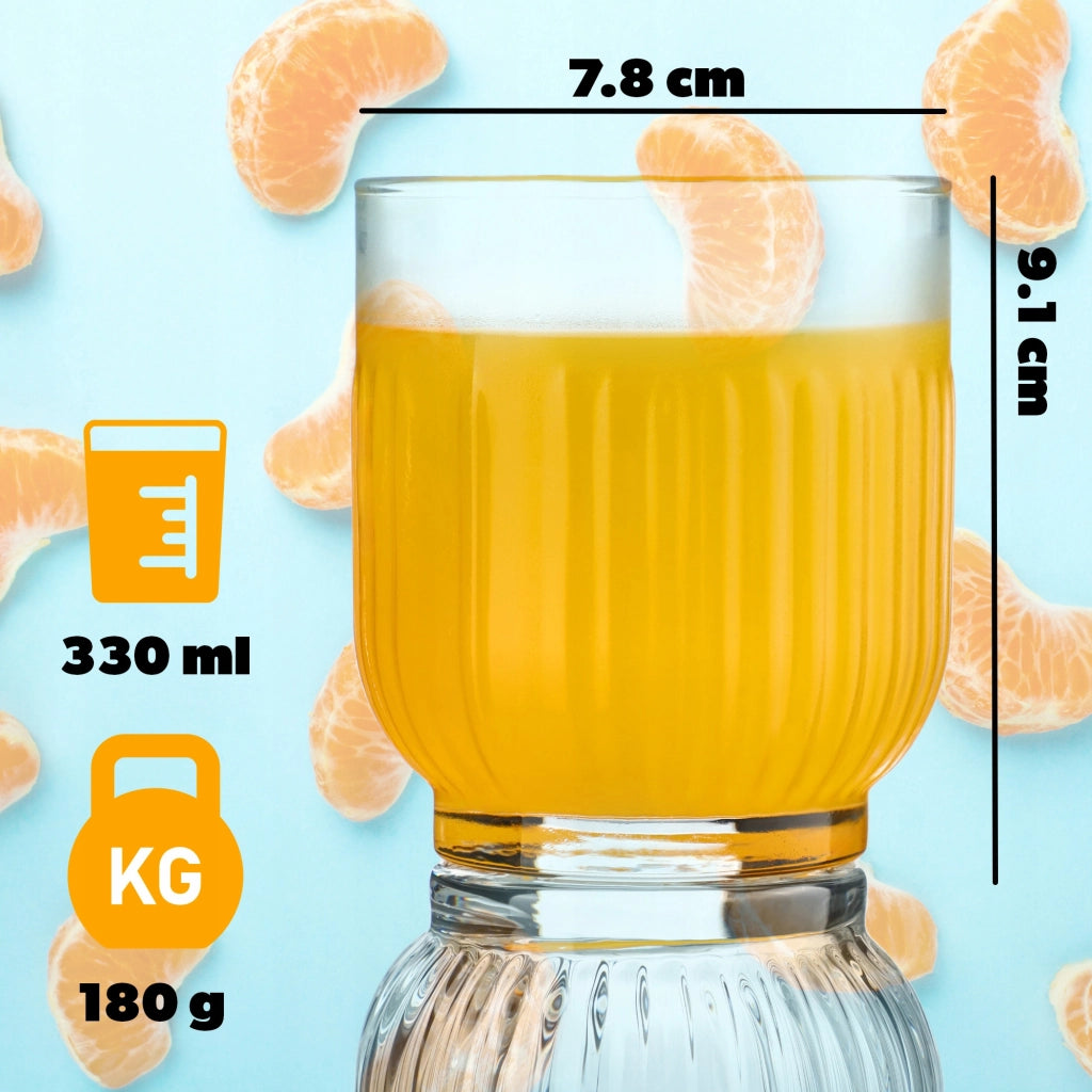 Bicchieri KADAX per bevande, whisky, succhi di frutta, set da 6 bicchieri, 330 ml