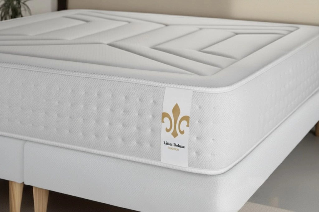 Pacchetto letto completo - Materasso 140x190cm + Box spring con doghe (kit) + 2 cuscini + Piumino - Vingt-Quatre