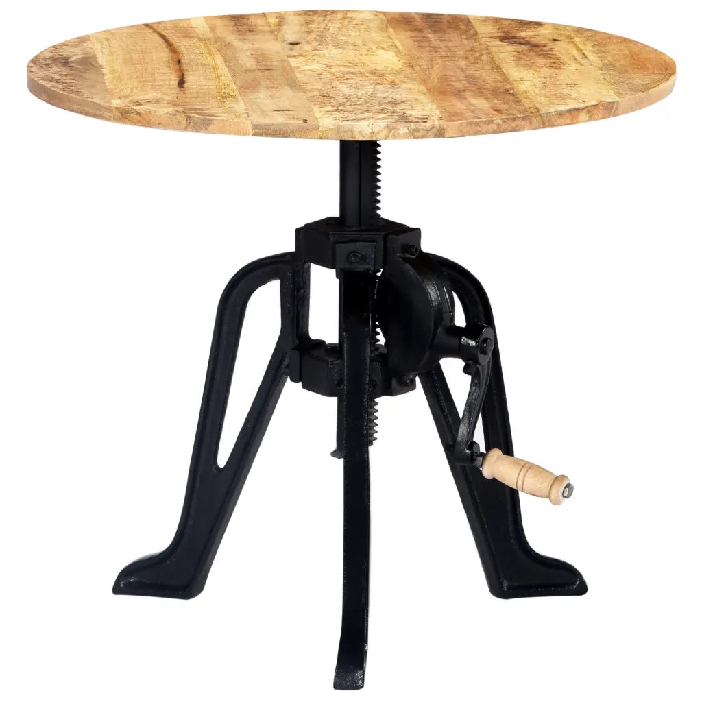 Tavolino | Tavolo laterale 60x(46-63) cm in Legno Massello di Mango e Ghisa