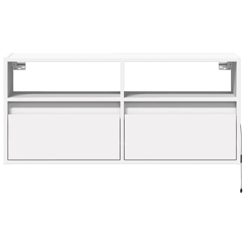 vidaXL Mobile TV a Parete con Luci LED Bianco 100x31x45 cm