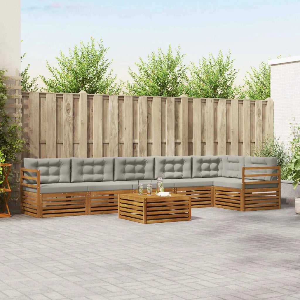 Set di divani da esterno 7 pcs Grigio Naturale e Chiaro 3373561