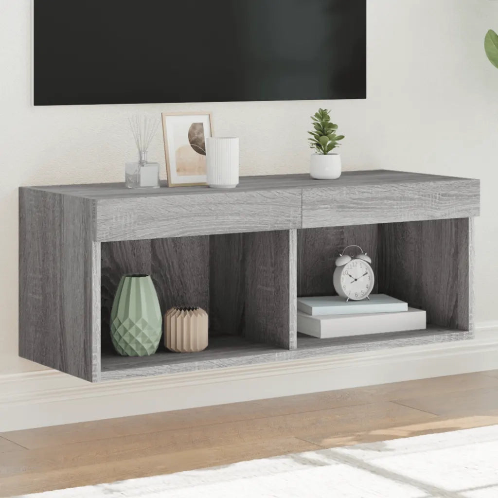 Mobile Porta TV con Luci LED-Mobile per TV-Credenza TV Grigio Sonoma 80x30x30 cm