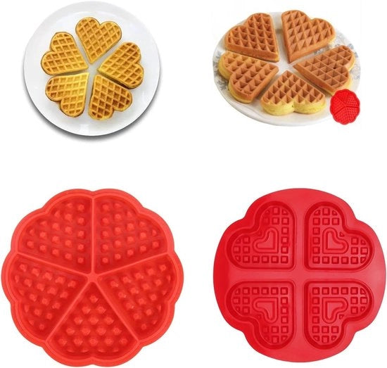 Set di stampi in silicone per air fryer - a forma di cuore - 4 e 5 cavità - rosso - stampi per wafel, muffin e torta - cottura creativa