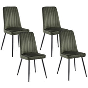 Set di 4 sedie da pranzo con seduta in velluto imbottito Stile moderno Senza braccioli Gambe in ferro scuro oliva