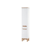 Colonna bagno ERMANO – Rovere chiaro e bianco lucido – 35x187 cm – 2 porte – Da posare