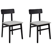 Set di 2 sedie da pranzo Struttura in legno di gomma nero Seduta in tessuto poliestere grigio chiaro Senza braccioli Design retrò