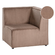 Modulo divano a 1 posto in velluto a coste sabbia beige con sezione angolare stile moderno lato destro