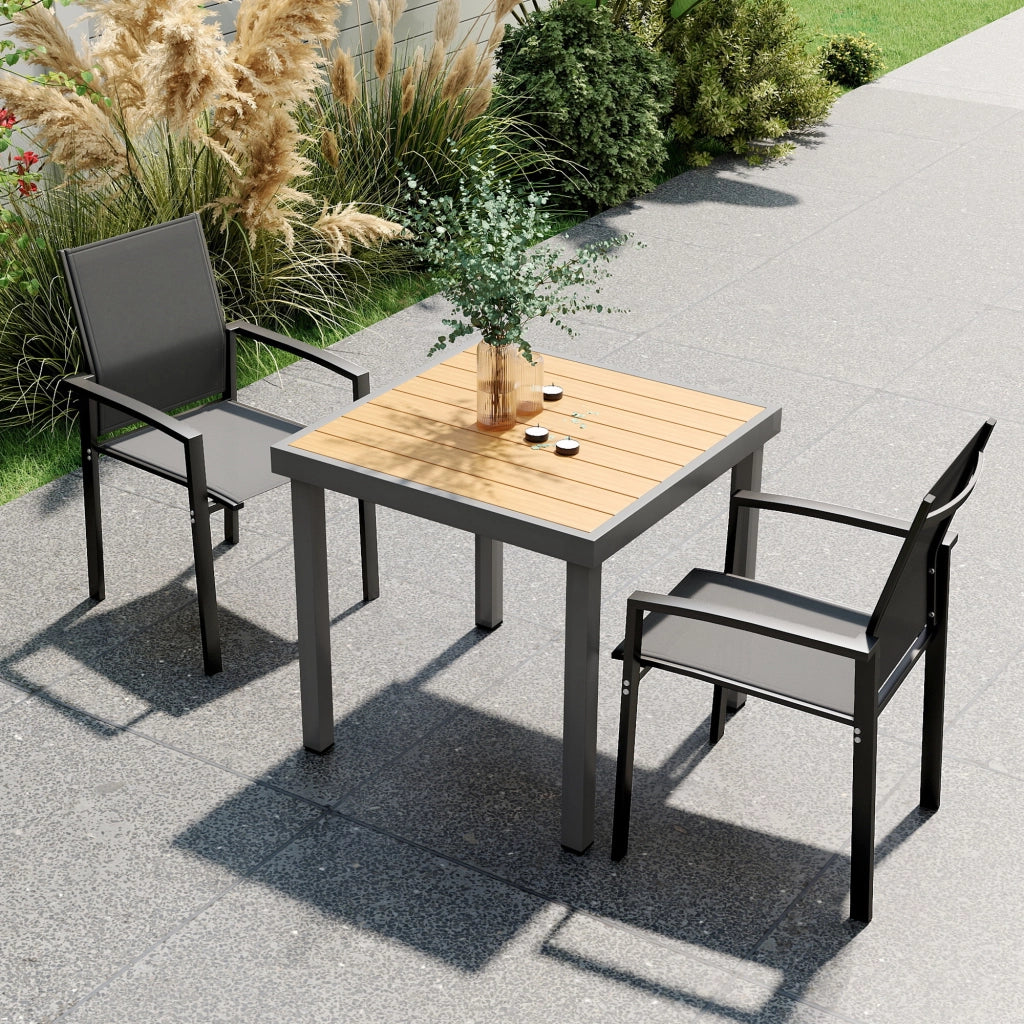 Sedie da Giardino Impilabili ¨C Zephmum ¨C Grigio Carbone, Alluminio e Textilene, 56x58x89 cm