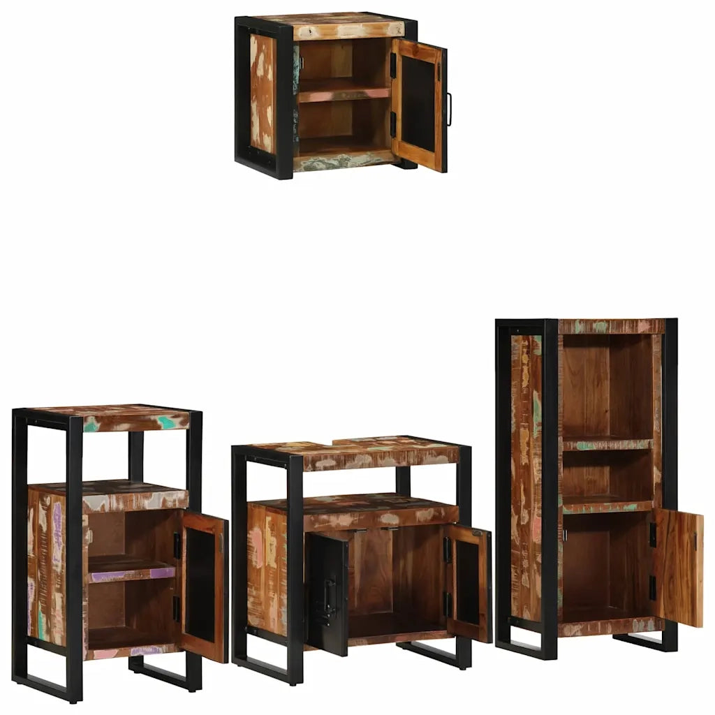 vidaXL Set di mobili per il bagno 4 pcs Legno massello riciclato