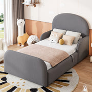 Letto imbottito per bambini con contenitore idraulico 90x200 cm in velluto grigio