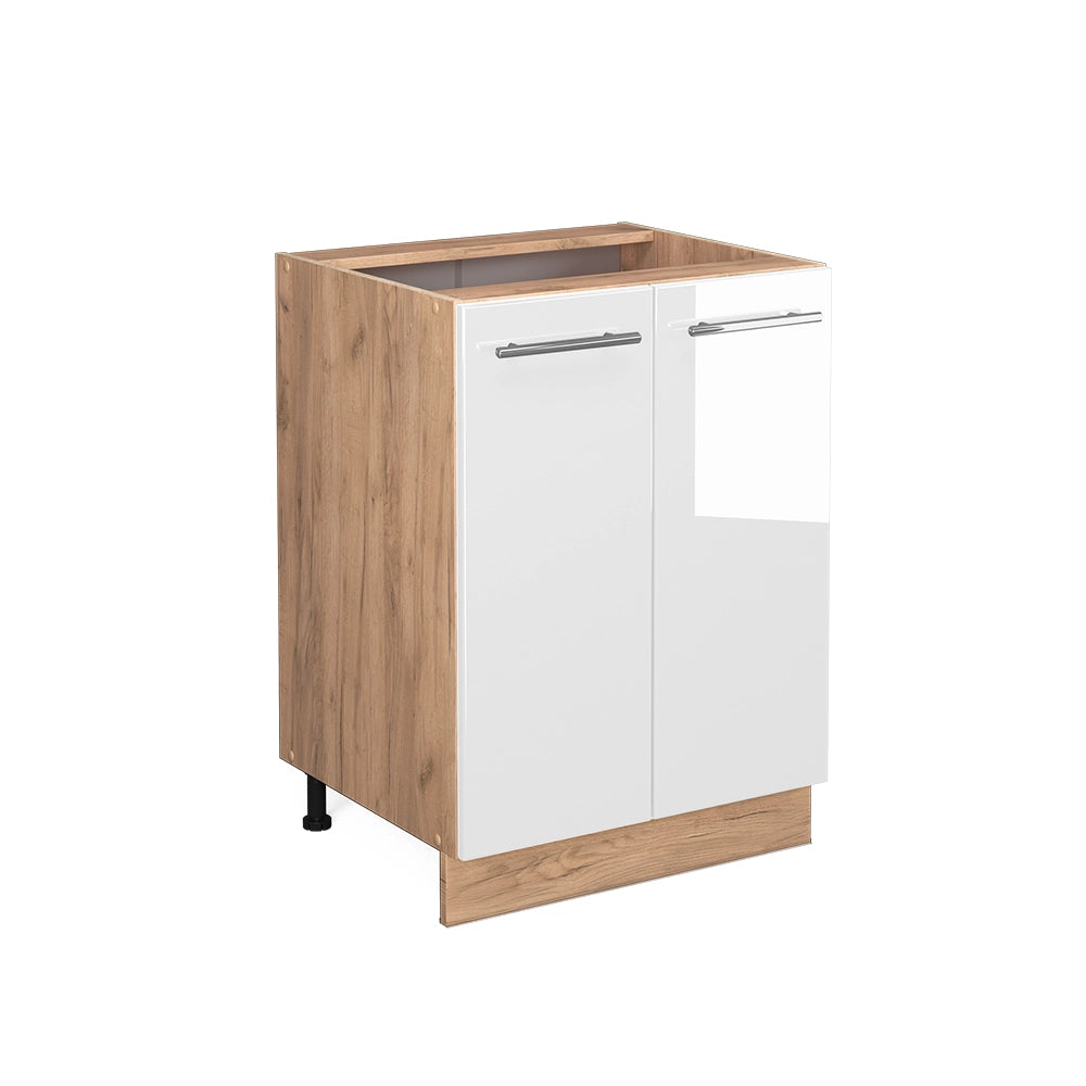 Mobiletto base cucina Fame-Line Bianco lucido/Rovere dorato 60 cm senza piano di lavoro Vicco