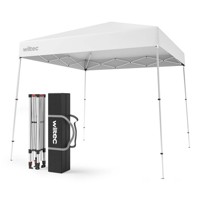 Gazebo pieghevole bianco, 2,5 x 2,5 x 2,7 m con chiusura centrale, Tenda per fiere eventi mercati