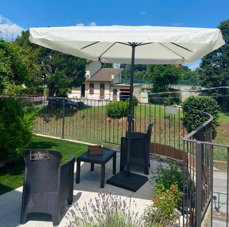 Ombrellone Rettangolare da Giardino 2x3 m Palo Ø48 mm Struttura in Acciaio Esterno Écru