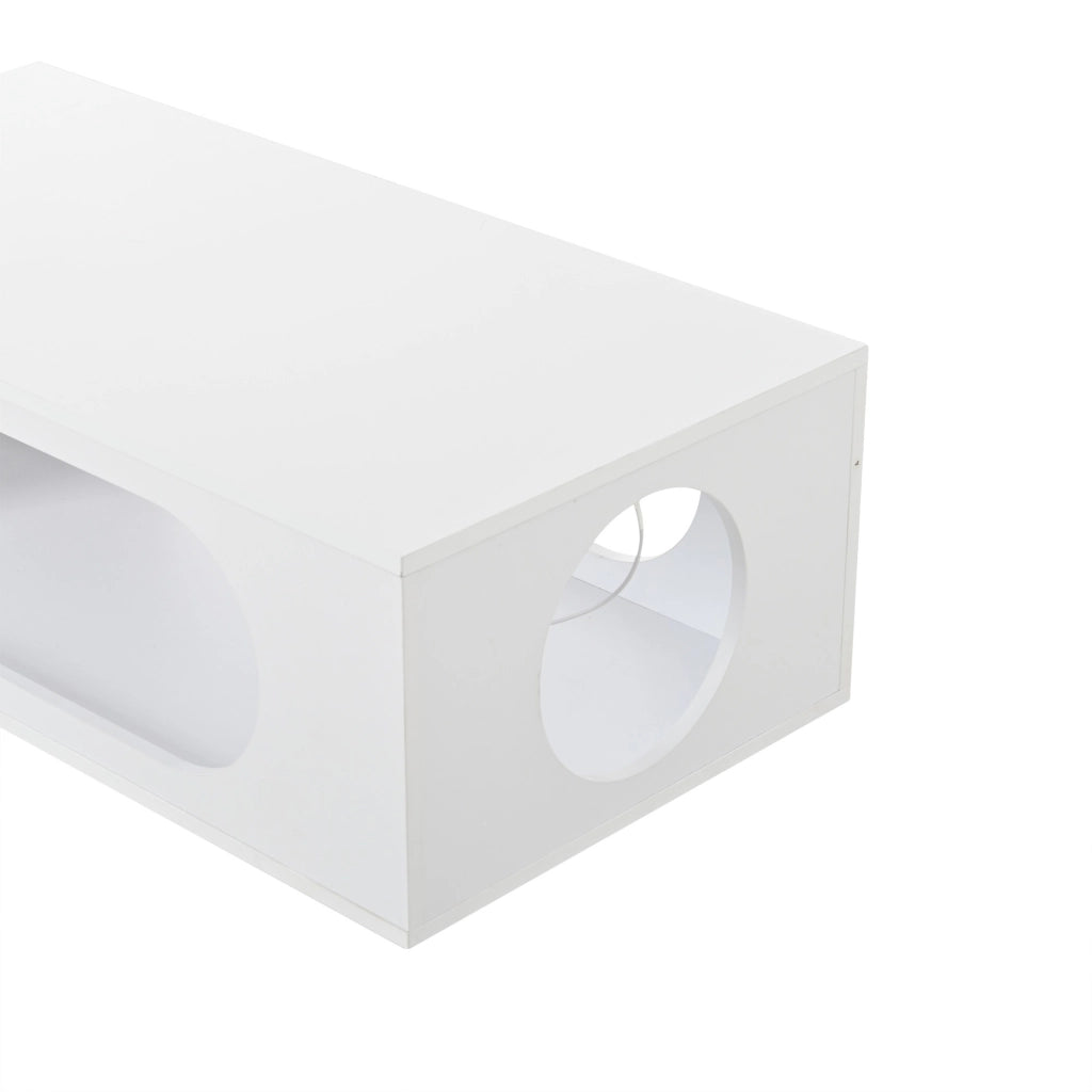 Tavolino lucido, illuminazione a LED, 100 x 50 x 35 cm, in MDF, con design traforato, bianco