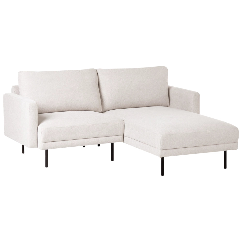 Divano angolare sinistro in poliestere beige 192 x 155 Divano a 2 posti imbottito con gambe in metallo, tessuto e schienale imbottito, moderno e minimalista