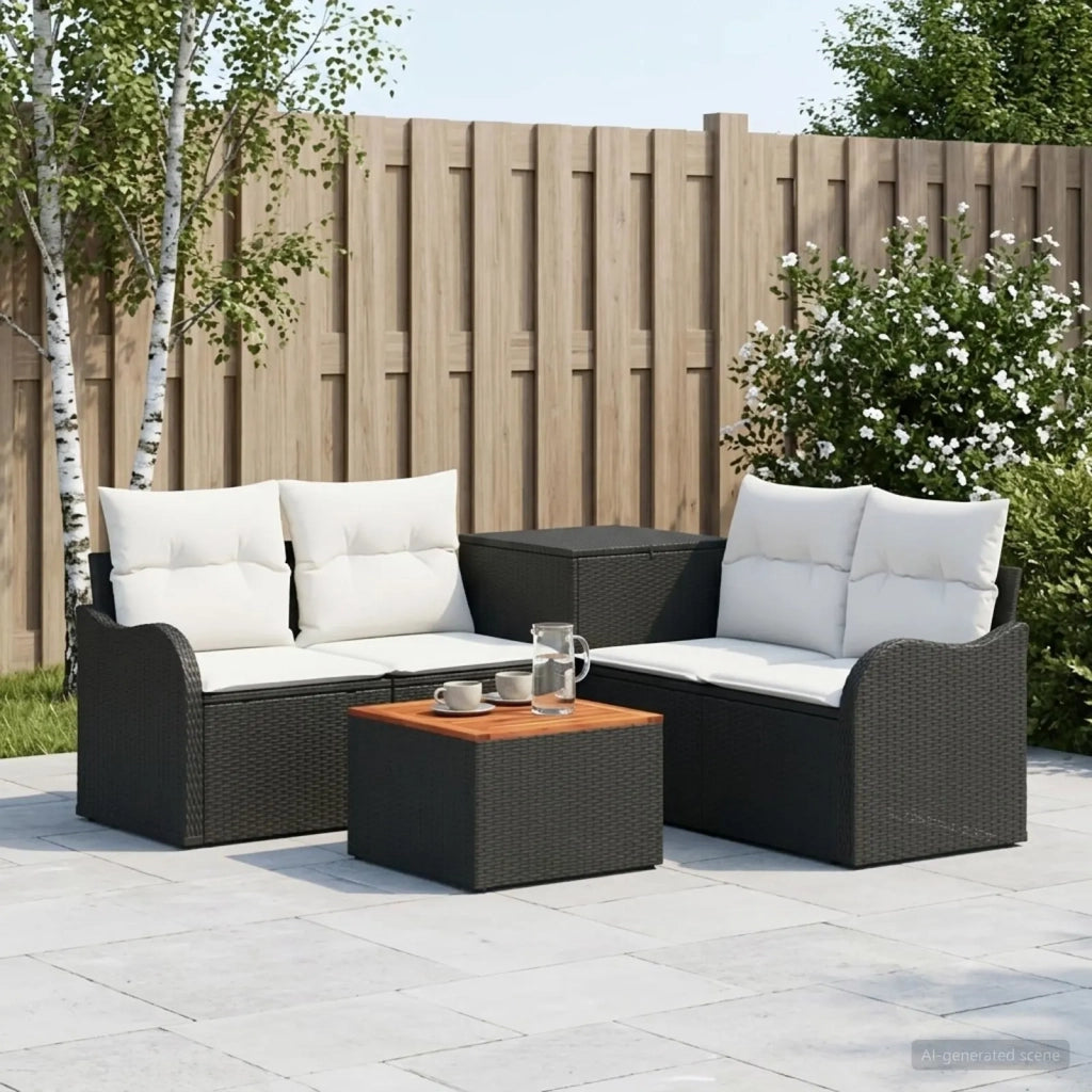 Set di divani 6 pz Nero e Bianco Crema 3447125