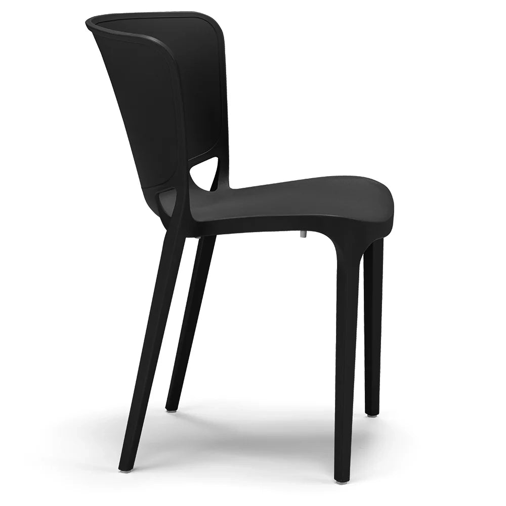 Set 6 sedie in polipropilene JUMBO, 100% MADE IN ITALY, impilabile, resistente ai raggi UV, design moderno, ideale per sala da pranzo, cucina, sala d’attesa, bar, ristoranti o giardino, colore Nero Grafite