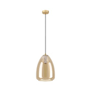 Lampadario Contemporaneo Alobrase 1 Luce Metallo Ottone Spazzolato